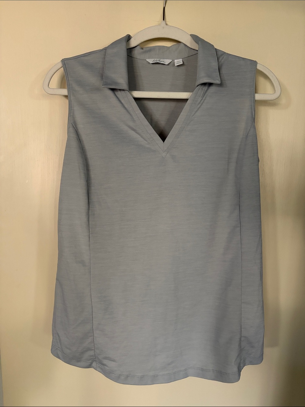 Lady Hagen Gray Collared V-Neck Sleeveless Tank